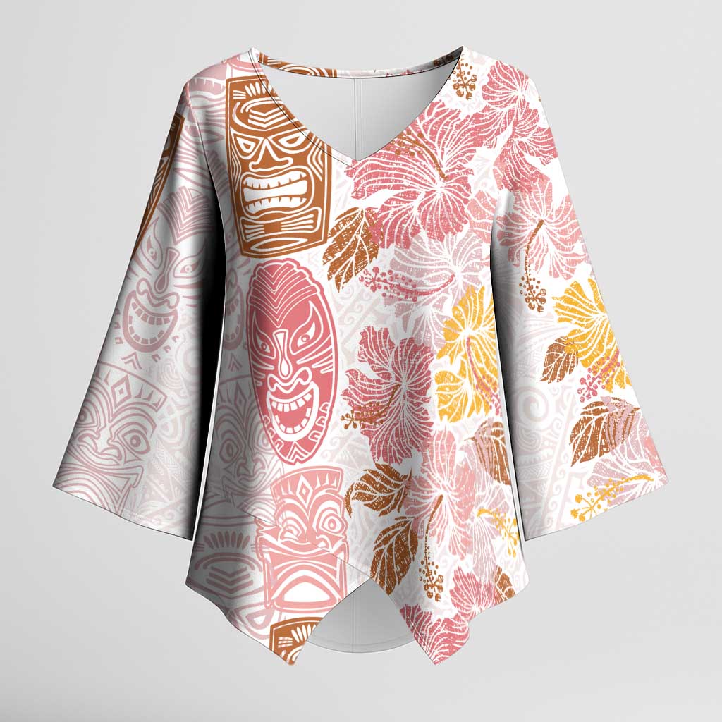 Christmas Aloha Hawaii Tiki Kimono Sleeve Blouse Hibiscus Spring Colors - Polynesian Pride
