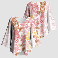Christmas Aloha Hawaii Tiki Kimono Sleeve Blouse Hibiscus Spring Colors - Polynesian Pride