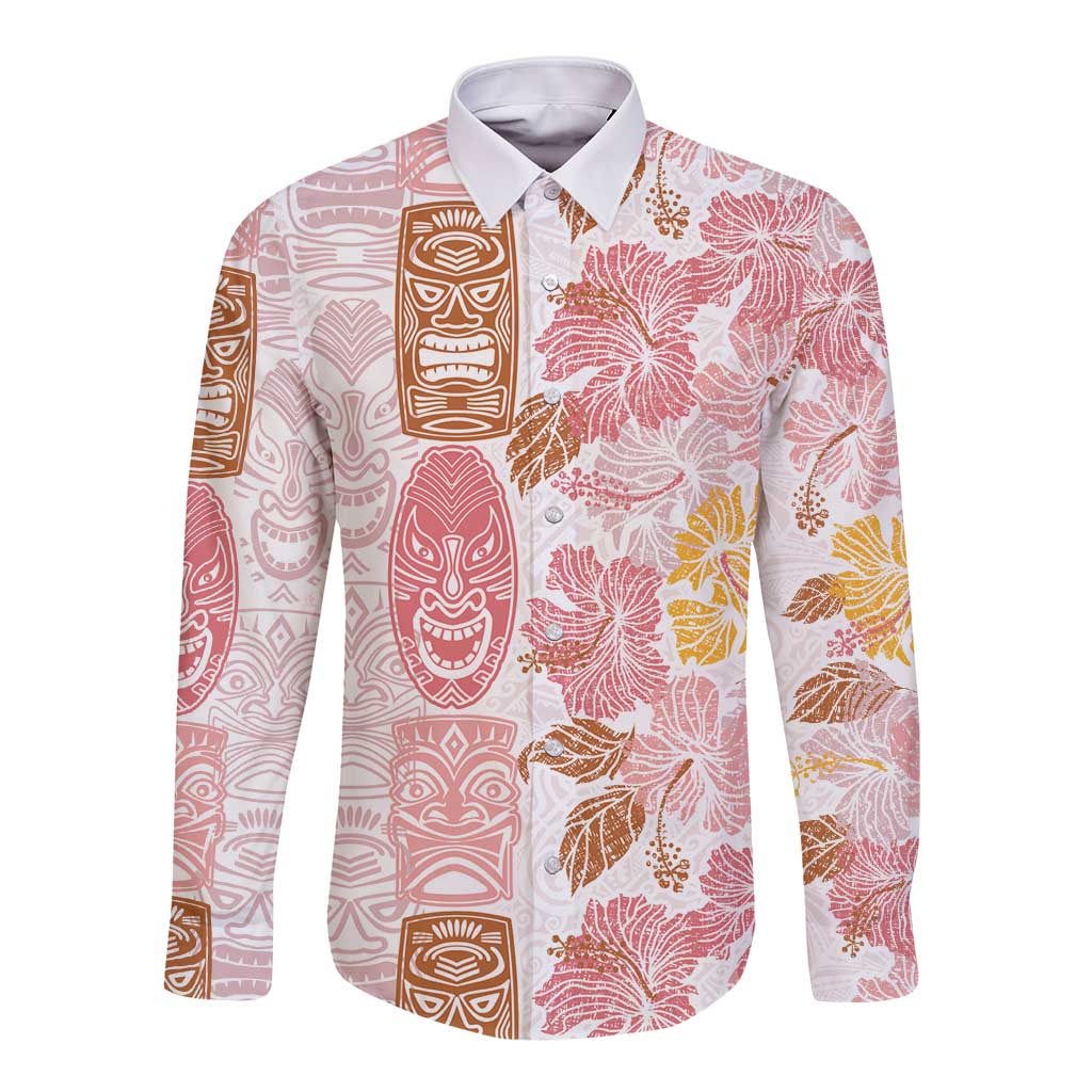 Christmas Aloha Hawaii Tiki Long Sleeve Button Shirt Hibiscus Spring Colors - Polynesian Pride