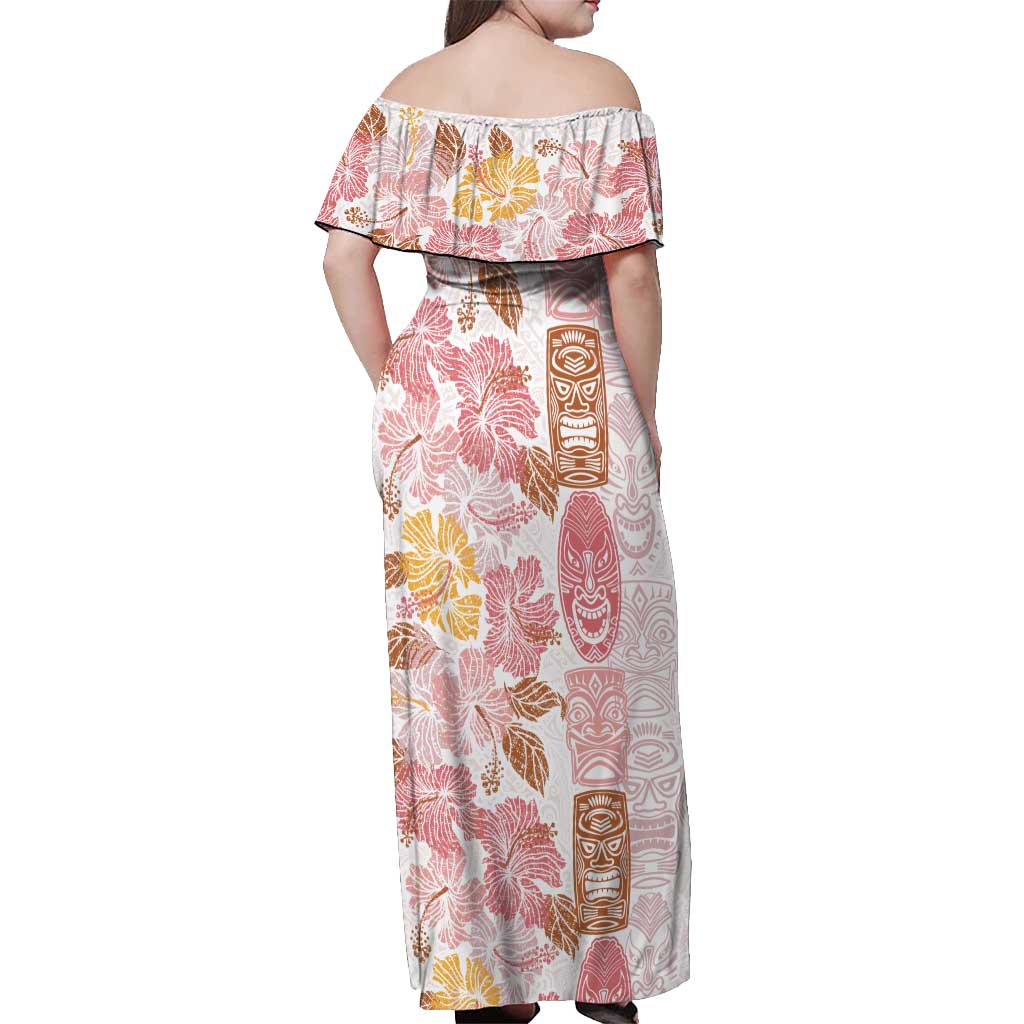 Christmas Aloha Hawaii Tiki Off Shoulder Maxi Dress Hibiscus Spring Colors - Polynesian Pride
