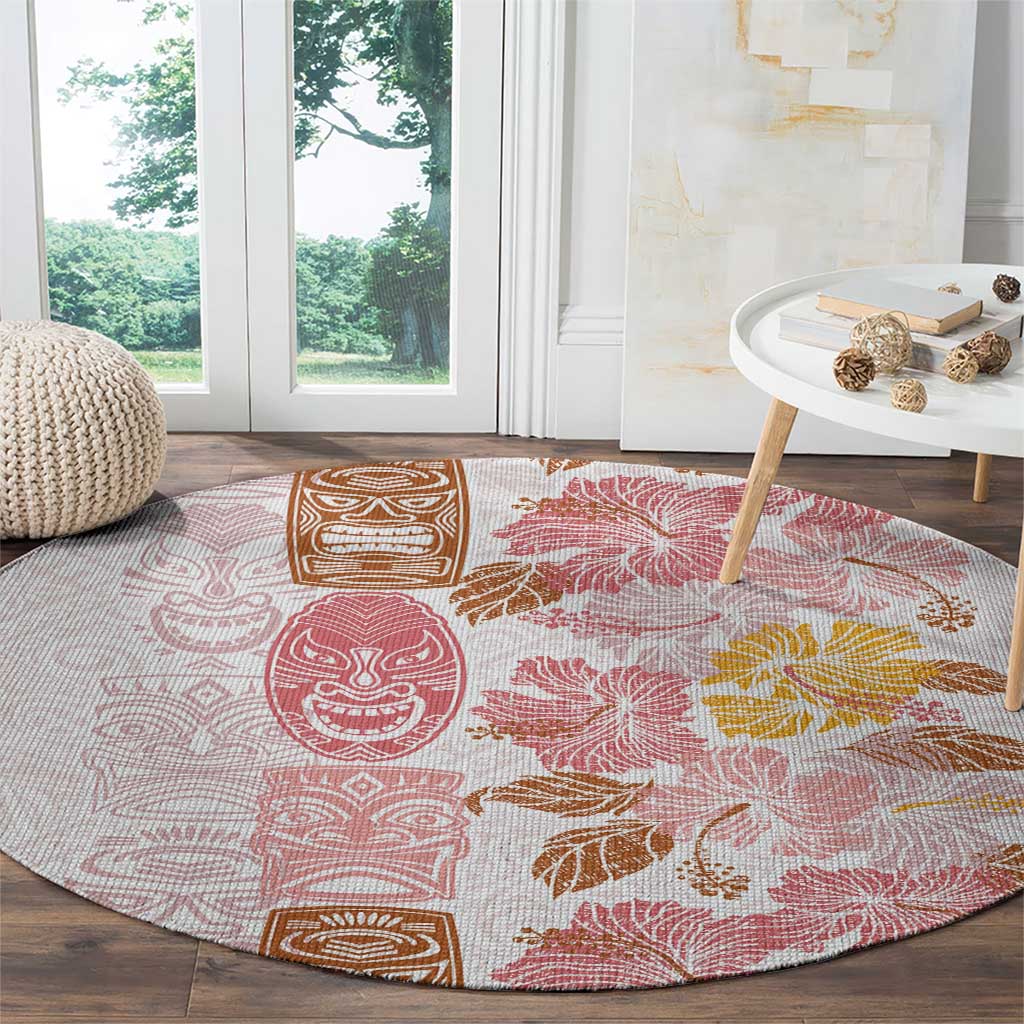 Christmas Aloha Hawaii Tiki Round Carpet Hibiscus Spring Colors - Polynesian Pride