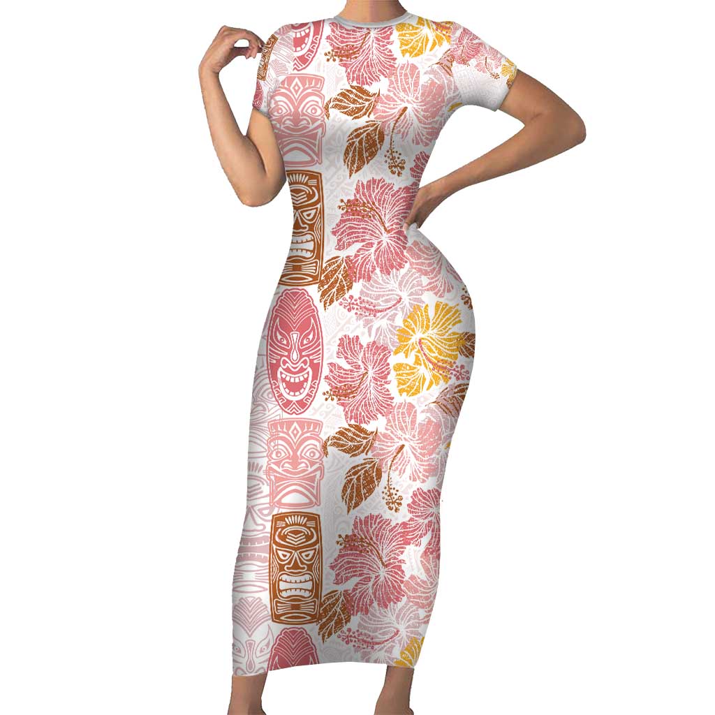 Christmas Aloha Hawaii Tiki Short Sleeve Bodycon Dress Hibiscus Spring Colors - Polynesian Pride