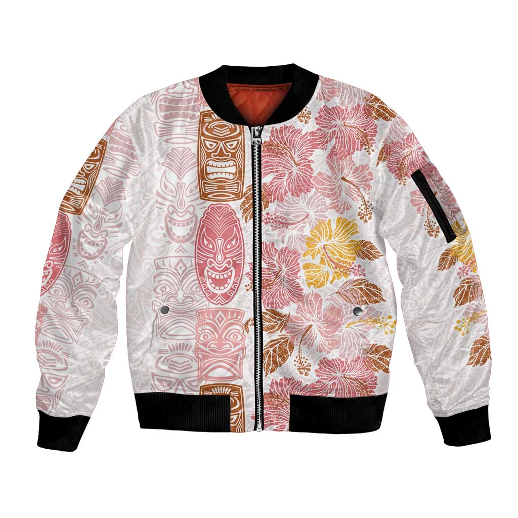Christmas Aloha Hawaii Tiki Sleeve Zip Bomber Jacket Hibiscus Spring Colors - Polynesian Pride