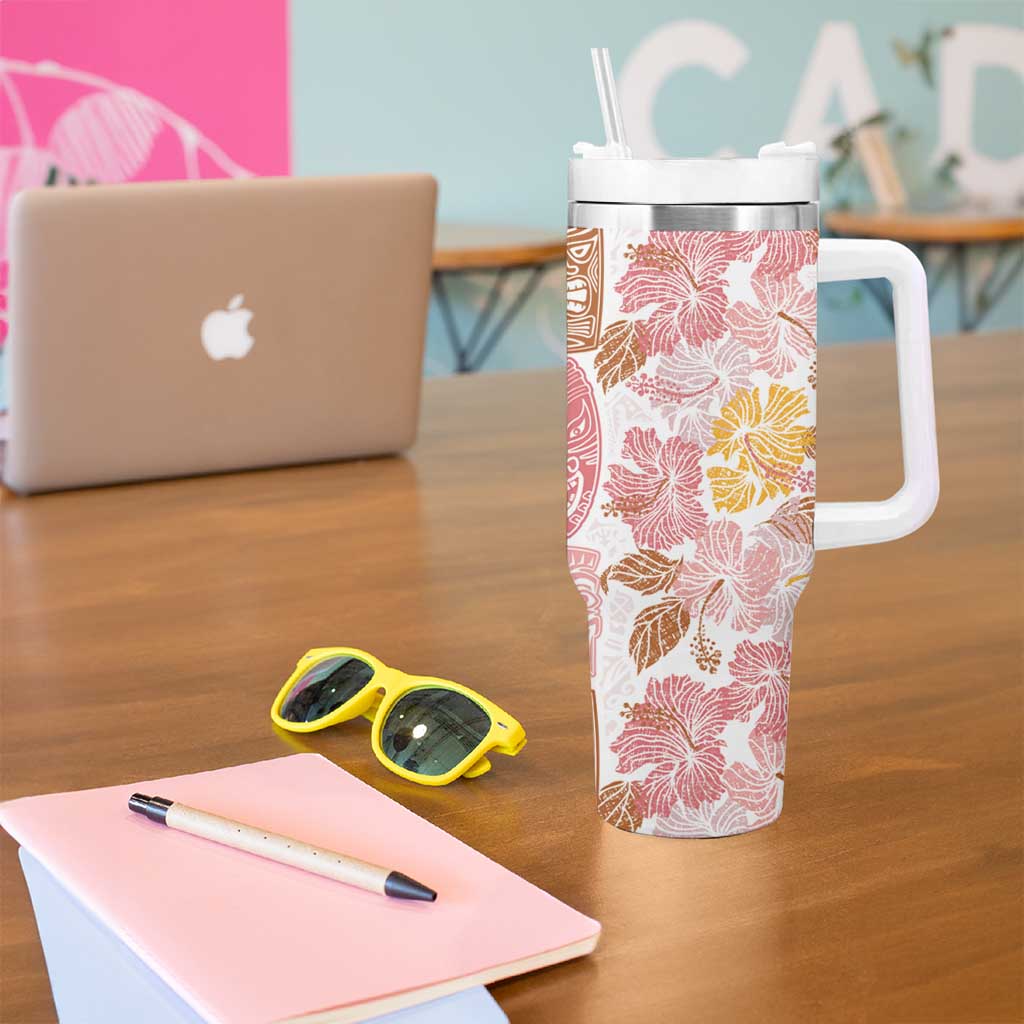 Christmas Aloha Hawaii Tiki Tumbler With Handle Hibiscus Spring Colors - Polynesian Pride