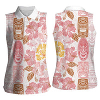 Christmas Aloha Hawaii Tiki Women Sleeveless Polo Shirt Hibiscus Spring Colors - Polynesian Pride