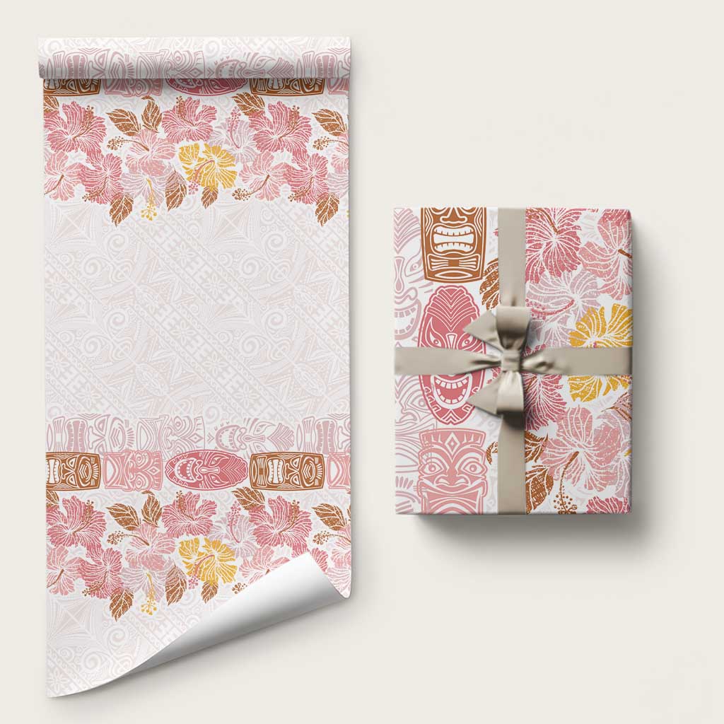 Christmas Aloha Hawaii Tiki Wrapping Paper Hibiscus Spring Colors