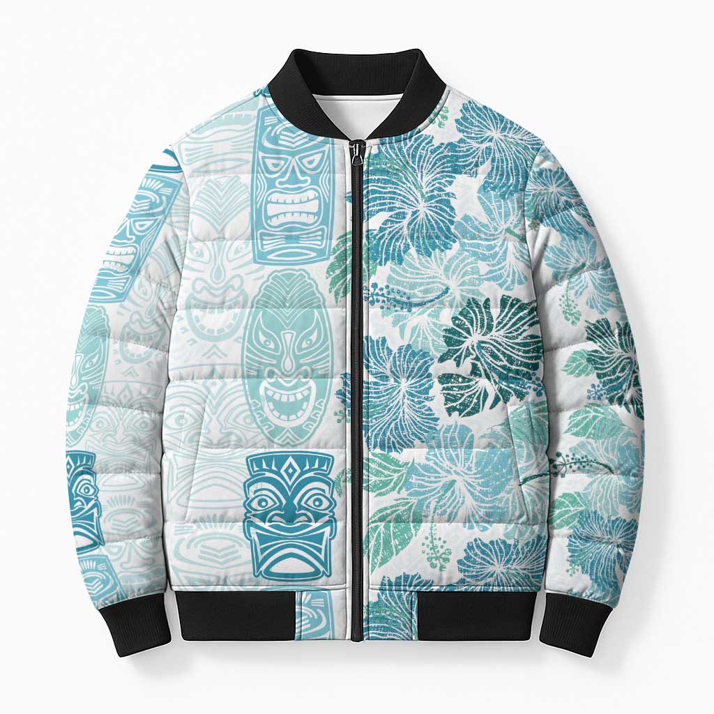 Christmas Aloha Hawaii Tiki Bomber Puffer Jacket Hibiscus Summer Colors - Polynesian Pride