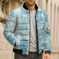 Christmas Aloha Hawaii Tiki Bomber Puffer Jacket Hibiscus Summer Colors - Polynesian Pride
