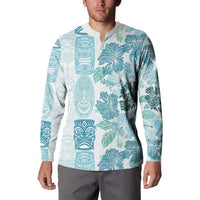 Christmas Aloha Hawaii Tiki Button Sweatshirt Hibiscus Summer Colors - Polynesian Pride
