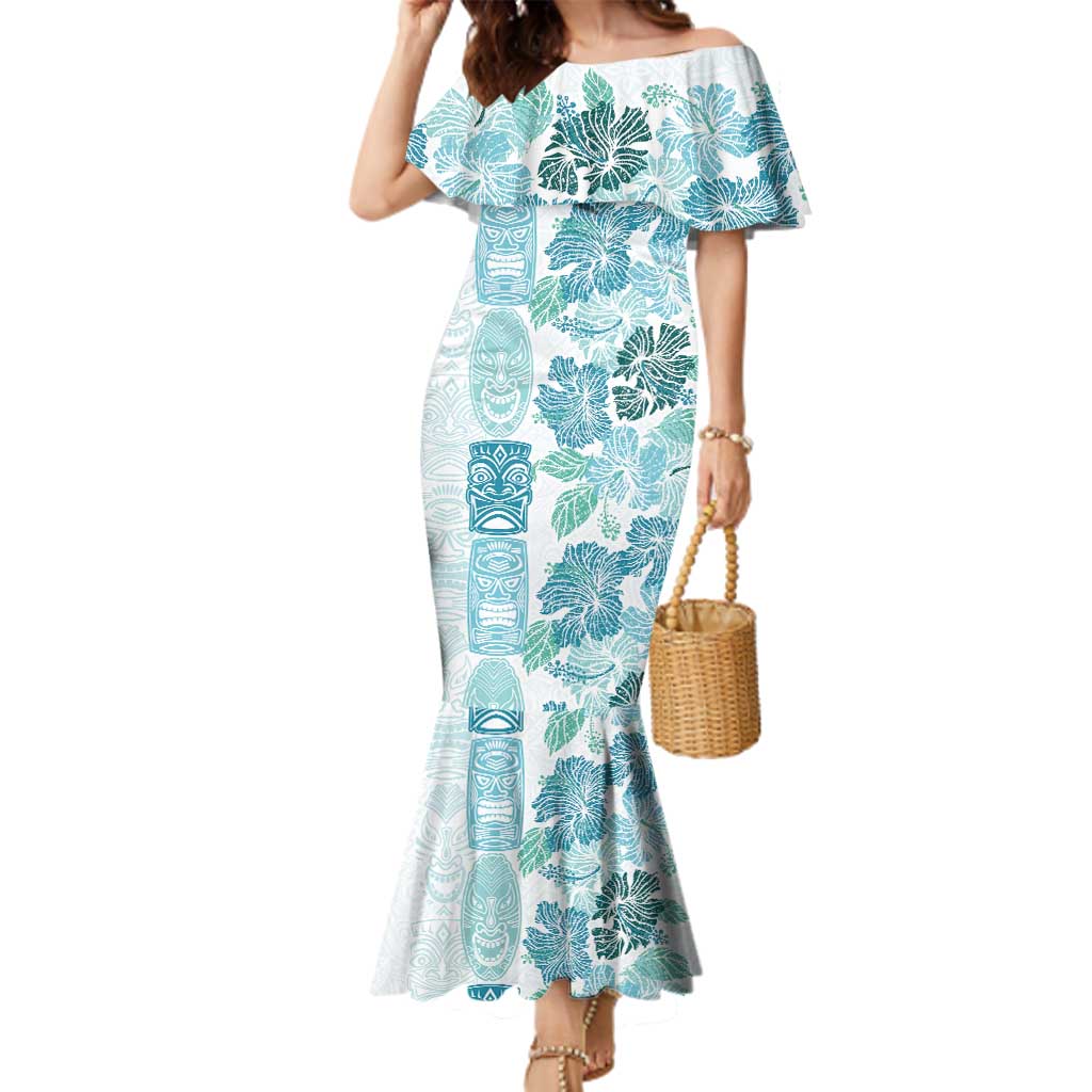 Christmas Aloha Hawaii Tiki Family Matching Mermaid Dress and Hawaiian Shirt Hibiscus Summer Colors - Polynesian Pride