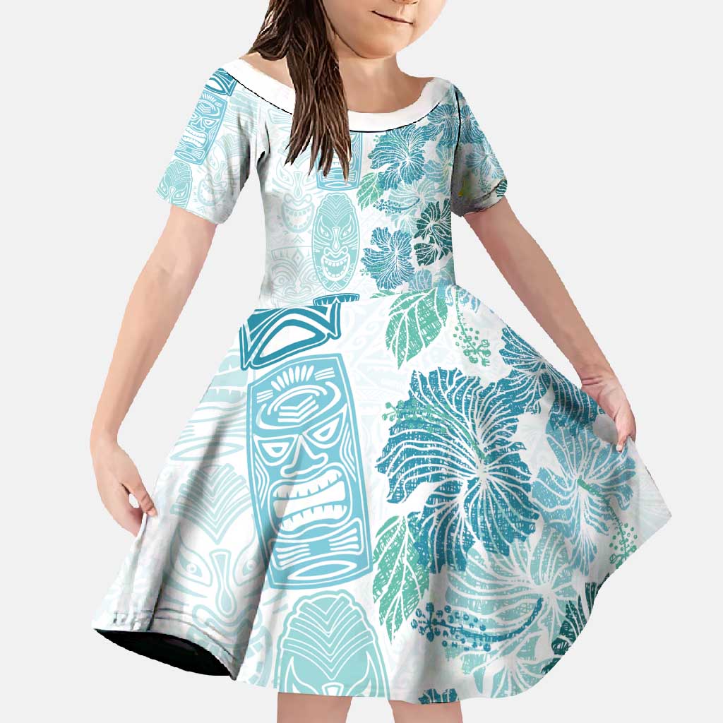 Christmas Aloha Hawaii Tiki Family Matching Off Shoulder Maxi Dress and Hawaiian Shirt Hibiscus Summer Colors - Polynesian Pride