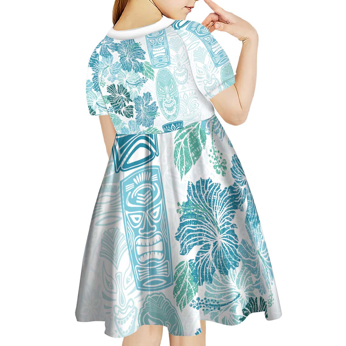 Christmas Aloha Hawaii Tiki Kid Short Sleeve Dress Hibiscus Summer Colors - Polynesian Pride