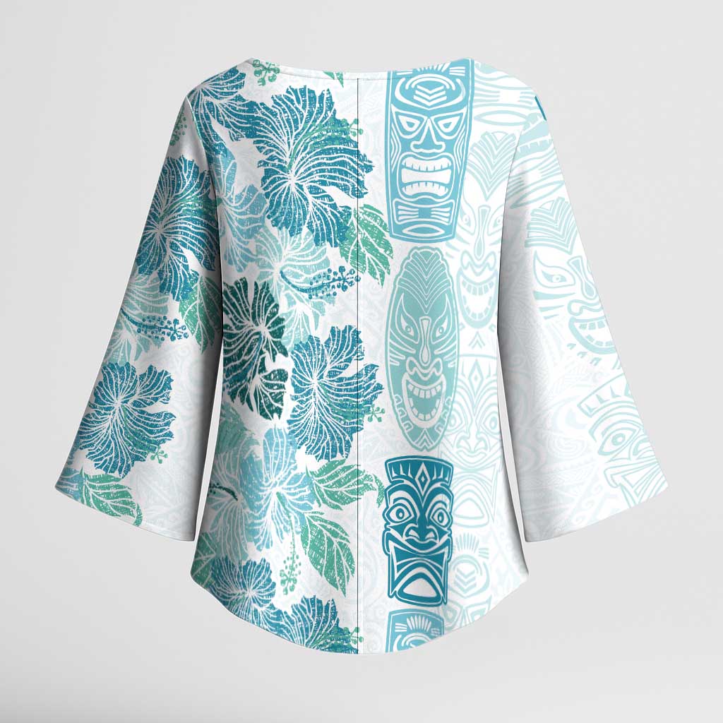 Christmas Aloha Hawaii Tiki Kimono Sleeve Blouse Hibiscus Summer Colors - Polynesian Pride