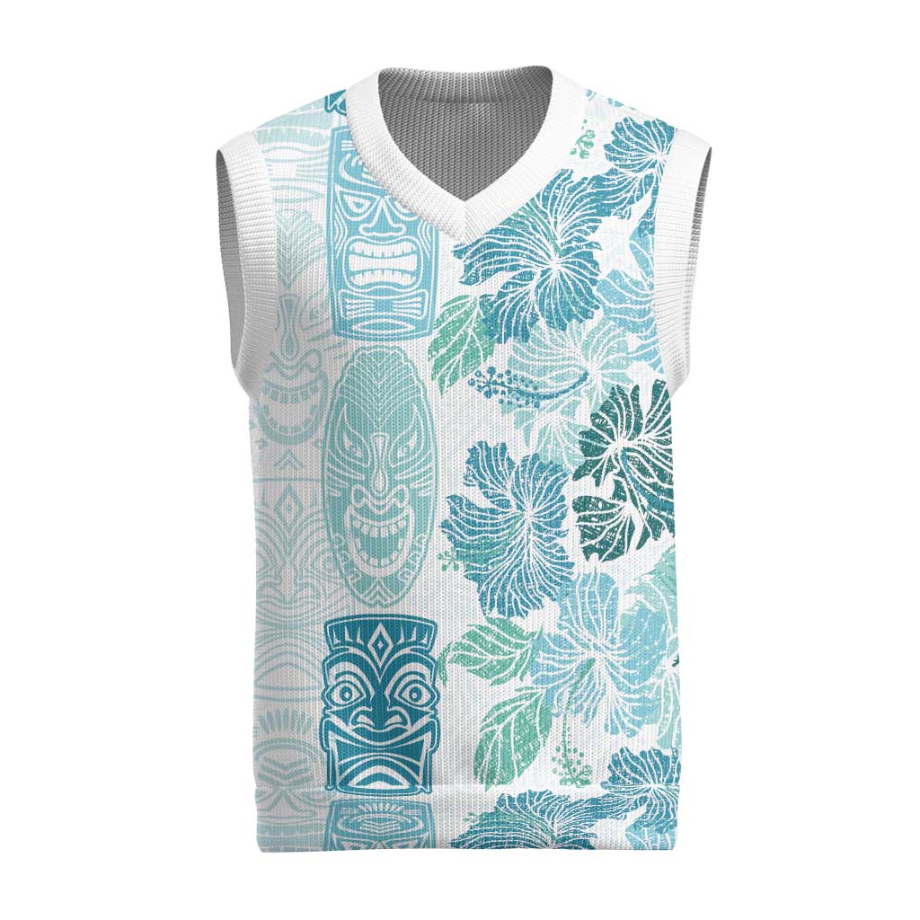 Christmas Aloha Hawaii Tiki Christmas Knitted V-Neck Vest Hibiscus Summer Colors - Polynesian Pride