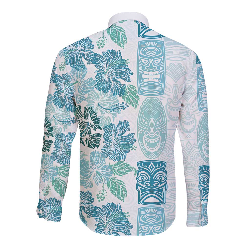 Christmas Aloha Hawaii Tiki Long Sleeve Button Shirt Hibiscus Summer Colors - Polynesian Pride