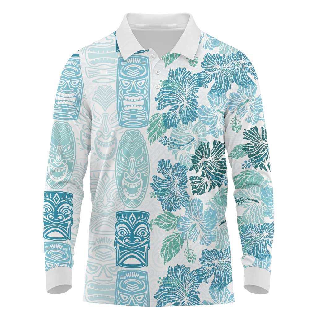 Christmas Aloha Hawaii Tiki Long Sleeve Polo Shirt Hibiscus Summer Colors - Polynesian Pride