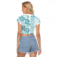 Christmas Aloha Hawaii Tiki Raglan Cropped T Shirt Hibiscus Summer Colors - Polynesian Pride