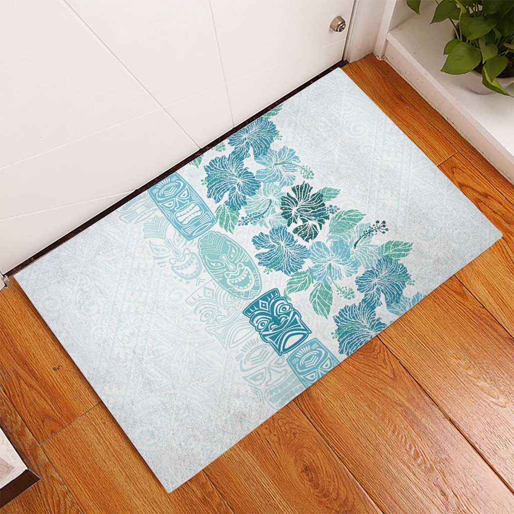Christmas Aloha Hawaii Tiki Rubber Doormat Hibiscus Summer Colors - Polynesian Pride