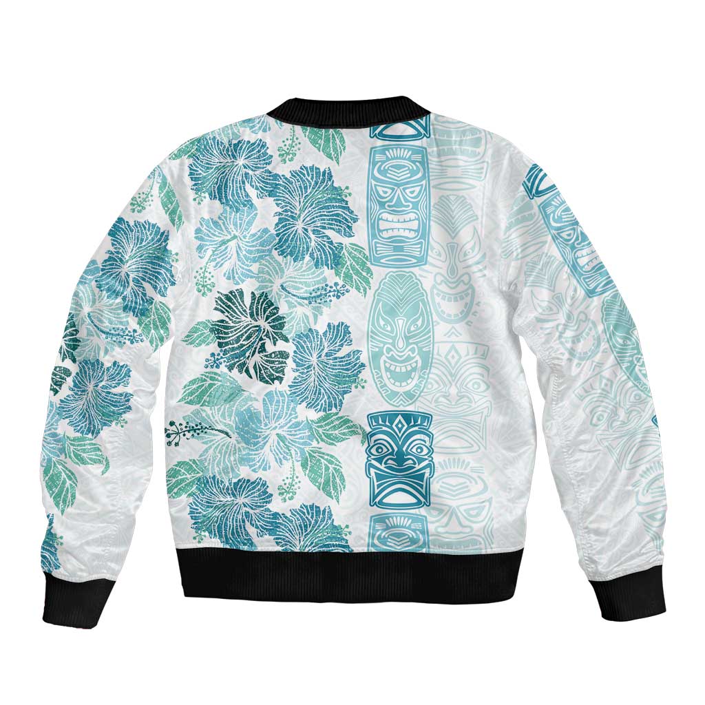 Christmas Aloha Hawaii Tiki Sleeve Zip Bomber Jacket Hibiscus Summer Colors - Polynesian Pride