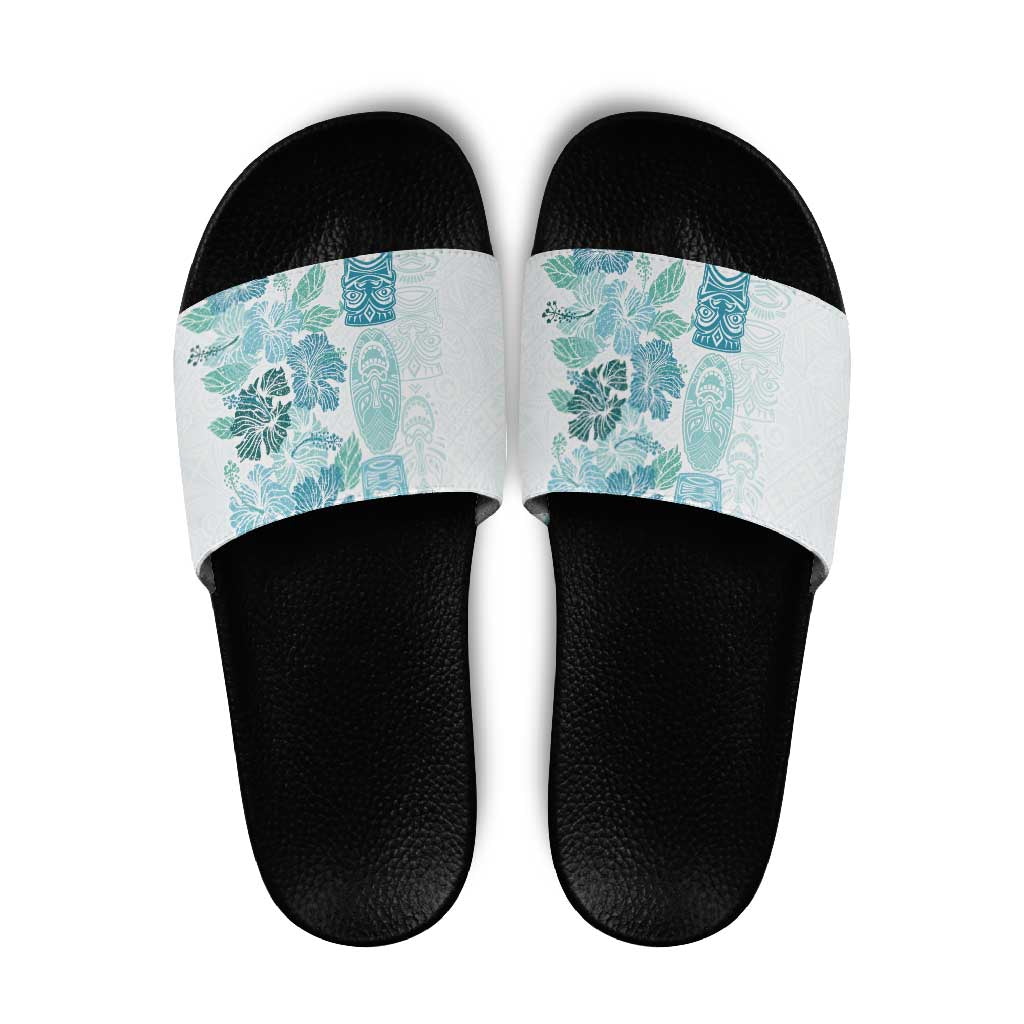 Christmas Aloha Hawaii Tiki Slide Sandals Hibiscus Summer Colors LT7 Turquoise - Polynesian Pride