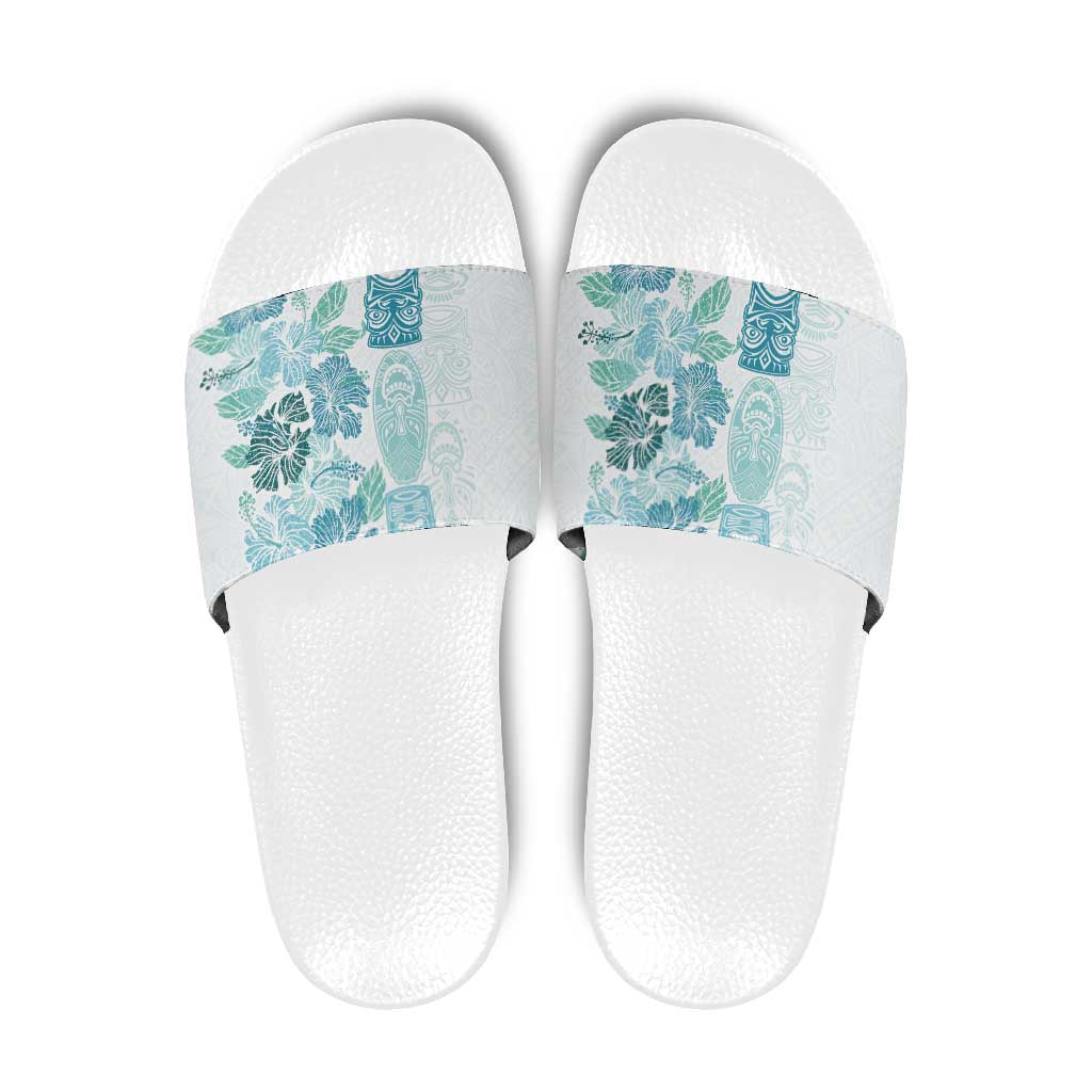 Christmas Aloha Hawaii Tiki Slide Sandals Hibiscus Summer Colors LT7 Turquoise - Polynesian Pride