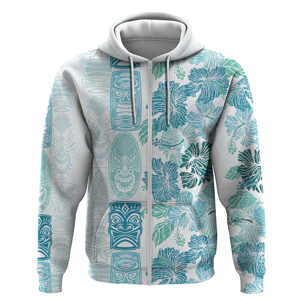 Christmas Aloha Hawaii Tiki Zip Hoodie Hibiscus Summer Colors - Polynesian Pride