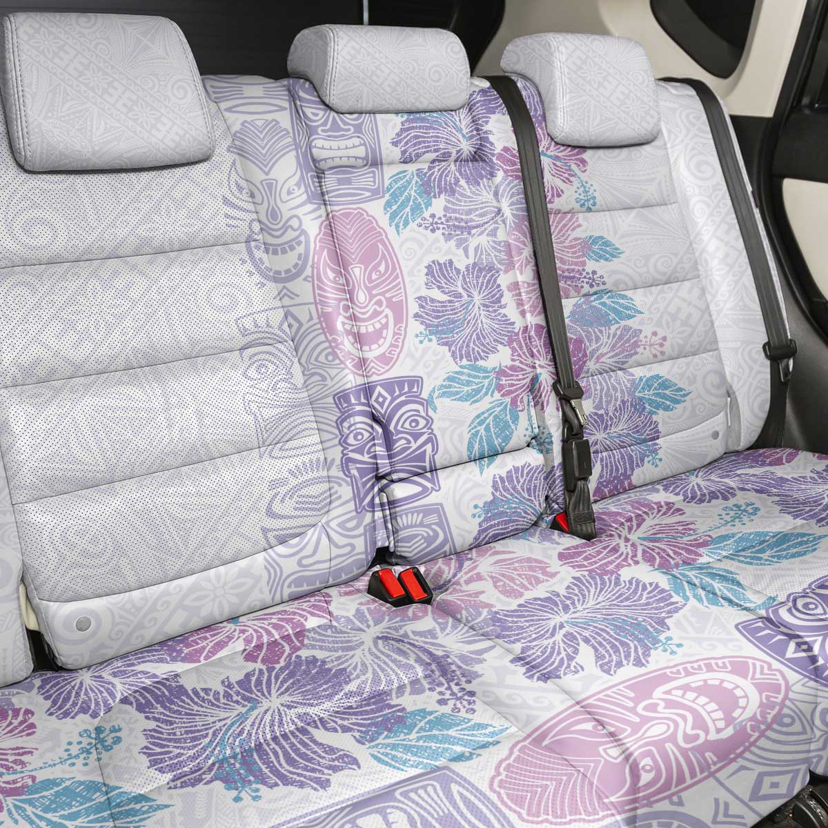 Christmas Aloha Hawaii Tiki Back Car Seat Cover Hibiscus Winter Colors - Polynesian Pride