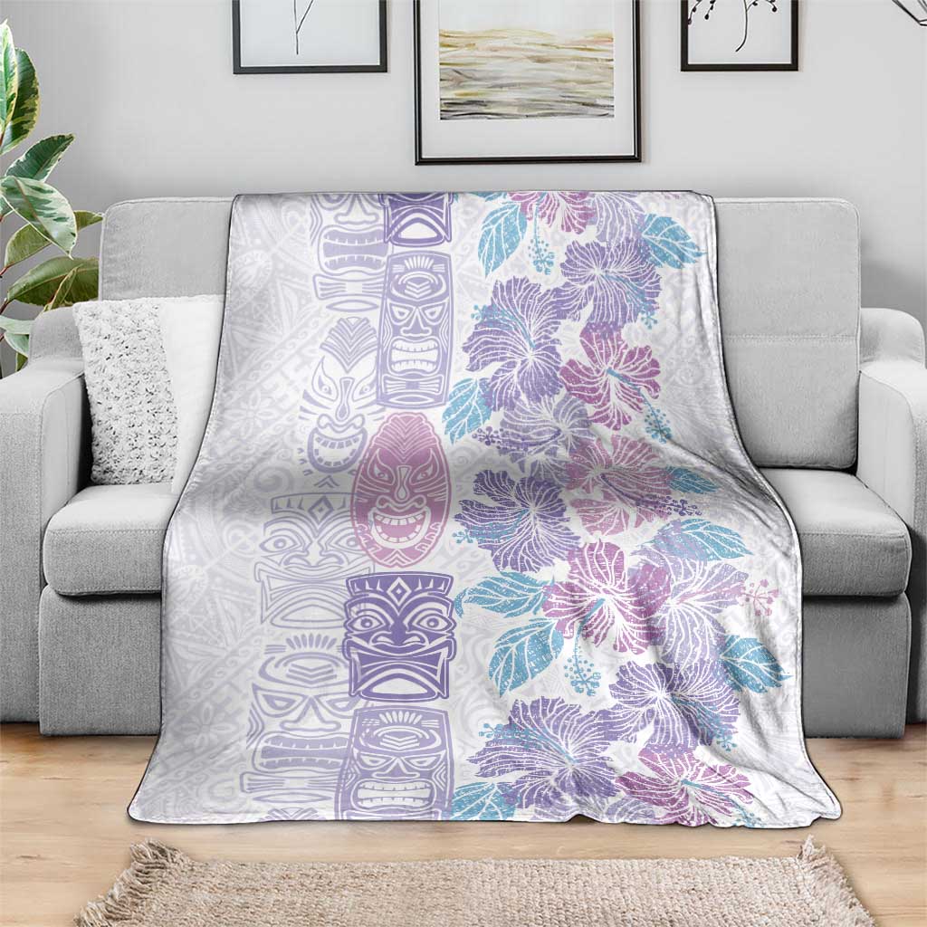 Christmas Aloha Hawaii Tiki Blanket Hibiscus Winter Colors - Polynesian Pride