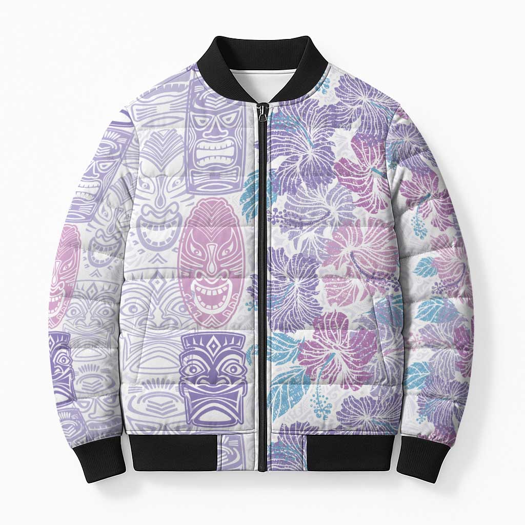 Christmas Aloha Hawaii Tiki Bomber Puffer Jacket Hibiscus Winter Colors - Polynesian Pride