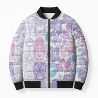 Christmas Aloha Hawaii Tiki Bomber Puffer Jacket Hibiscus Winter Colors - Polynesian Pride