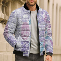 Christmas Aloha Hawaii Tiki Bomber Puffer Jacket Hibiscus Winter Colors - Polynesian Pride