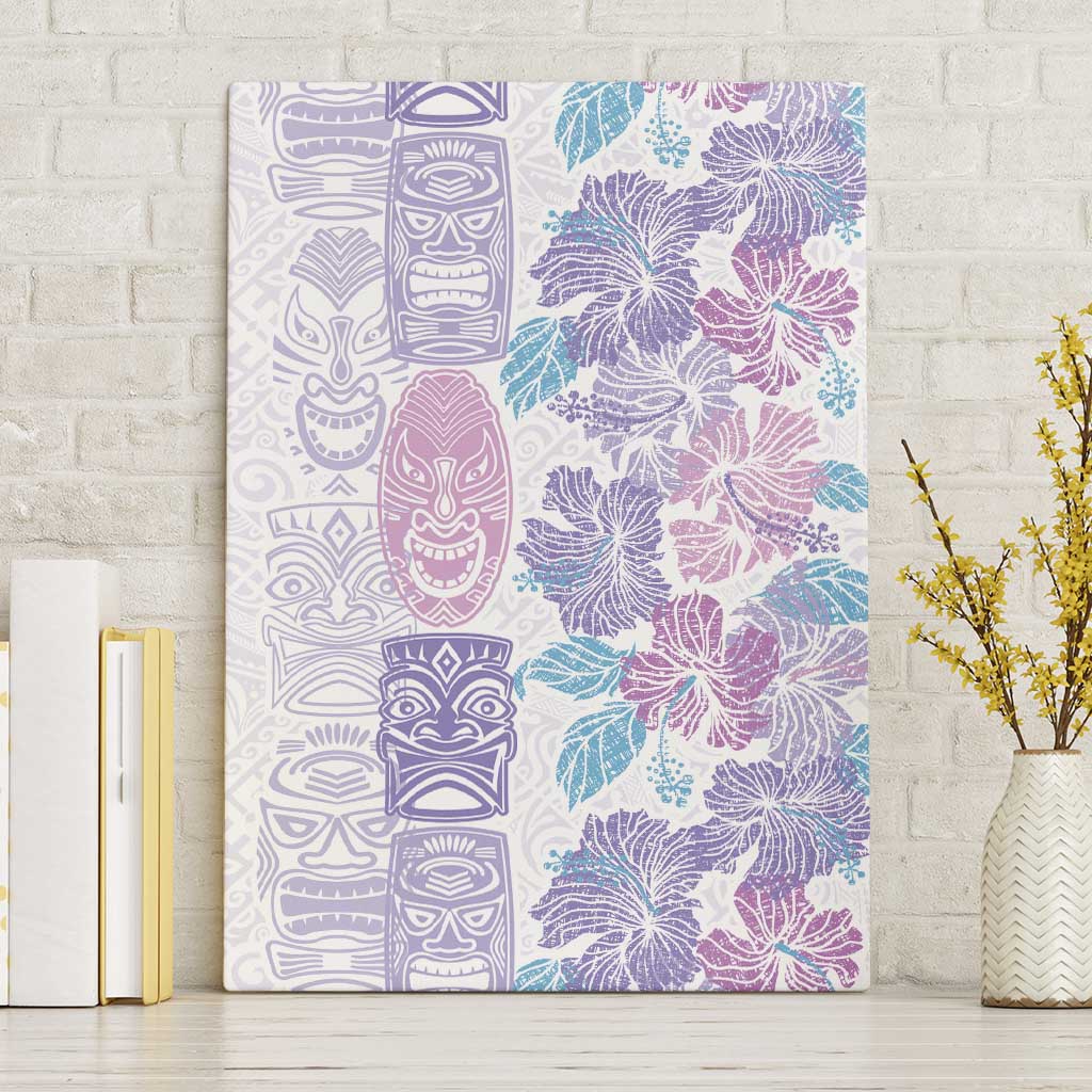 Christmas Aloha Hawaii Tiki Canvas Wall Art Hibiscus Winter Colors - Polynesian Pride