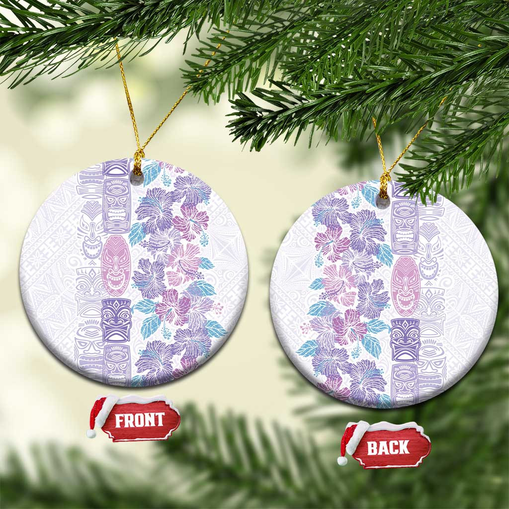 Christmas Aloha Hawaii Tiki Ceramic Ornament Hibiscus Winter Colors - Polynesian Pride