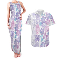 Christmas Aloha Hawaii Tiki Couples Matching Tank Maxi Dress and Hawaiian Shirt Hibiscus Winter Colors - Polynesian Pride