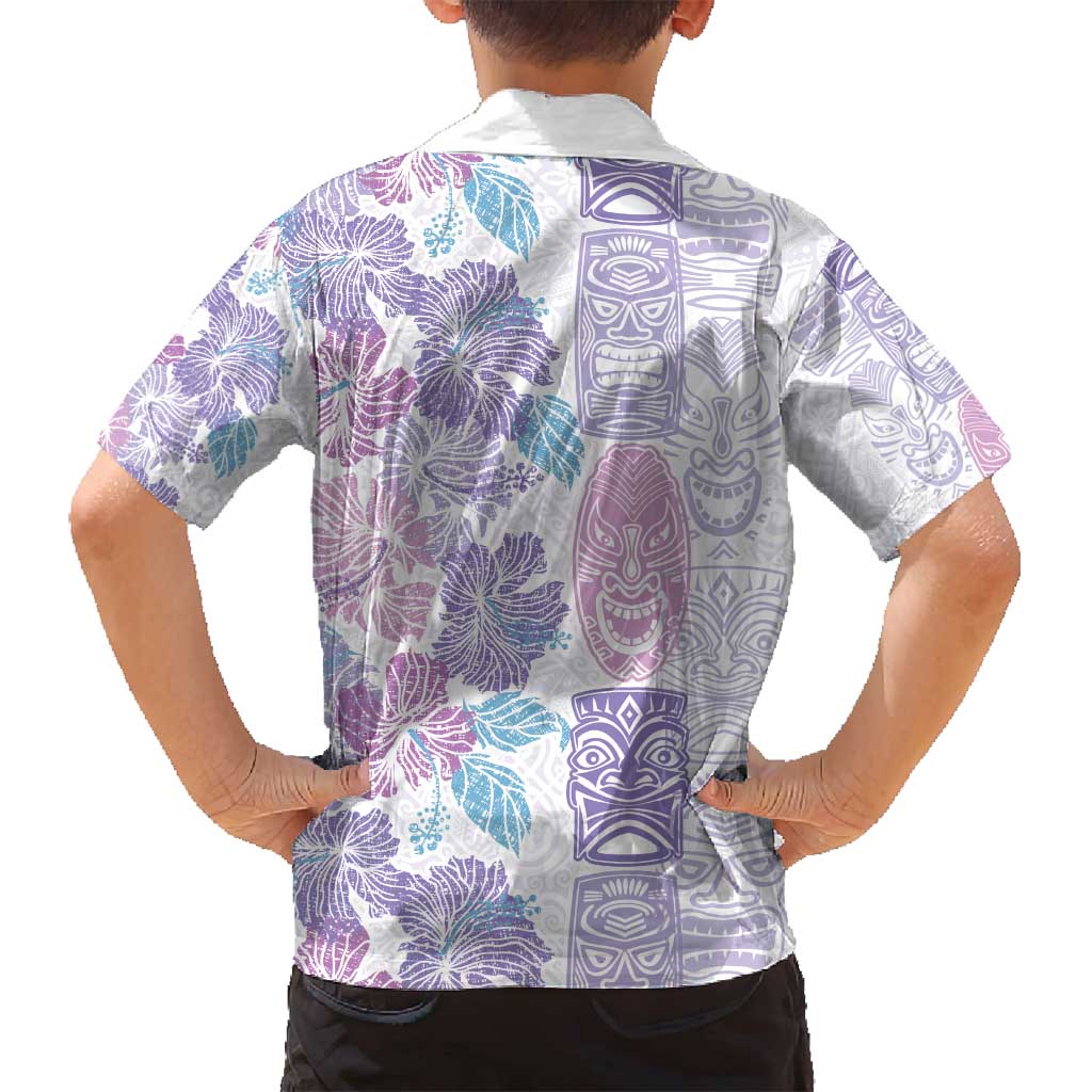 Christmas Aloha Hawaii Tiki Family Matching Long Sleeve Bodycon Dress and Hawaiian Shirt Hibiscus Winter Colors - Polynesian Pride