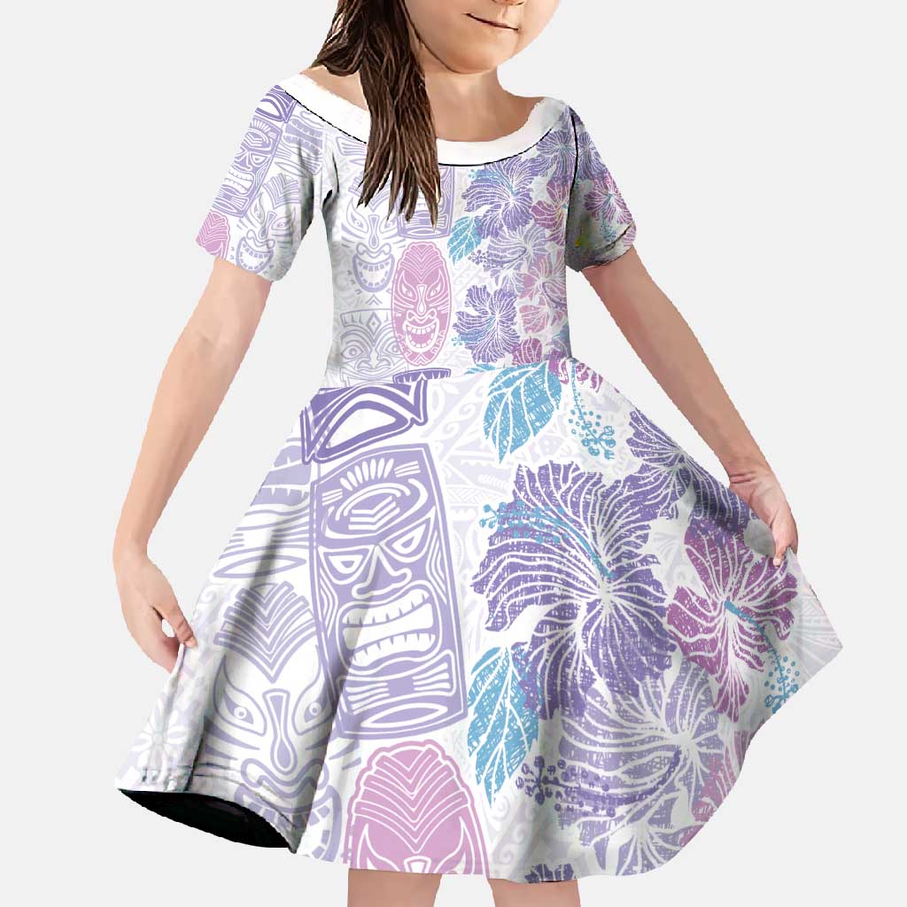 Christmas Aloha Hawaii Tiki Family Matching Mermaid Dress and Hawaiian Shirt Hibiscus Winter Colors - Polynesian Pride