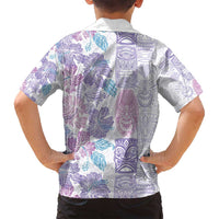 Christmas Aloha Hawaii Tiki Family Matching Off Shoulder Short Dress and Hawaiian Shirt Hibiscus Winter Colors - Polynesian Pride