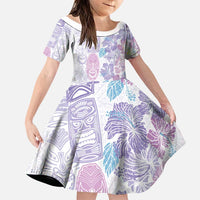 Christmas Aloha Hawaii Tiki Family Matching Puletasi and Hawaiian Shirt Hibiscus Winter Colors - Polynesian Pride