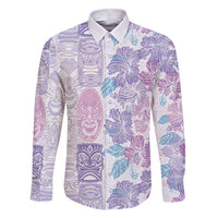 Christmas Aloha Hawaii Tiki Family Matching Short Sleeve Bodycon Dress and Hawaiian Shirt Hibiscus Winter Colors - Polynesian Pride