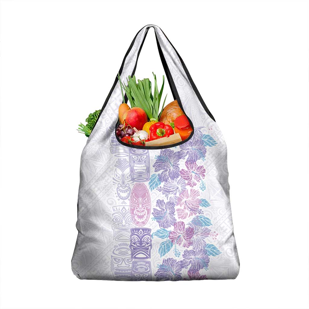 Christmas Aloha Hawaii Tiki Grocery Bag Hibiscus Winter Colors - Polynesian Pride