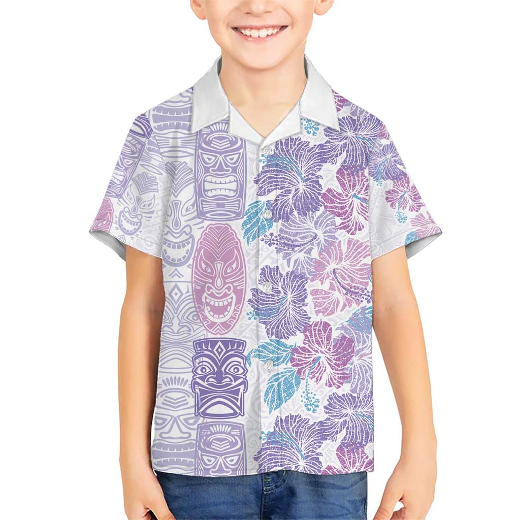 Christmas Aloha Hawaii Tiki Kid Hawaiian Shirt Hibiscus Winter Colors - Polynesian Pride