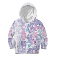 Christmas Aloha Hawaii Tiki Kid Hoodie Hibiscus Winter Colors - Polynesian Pride