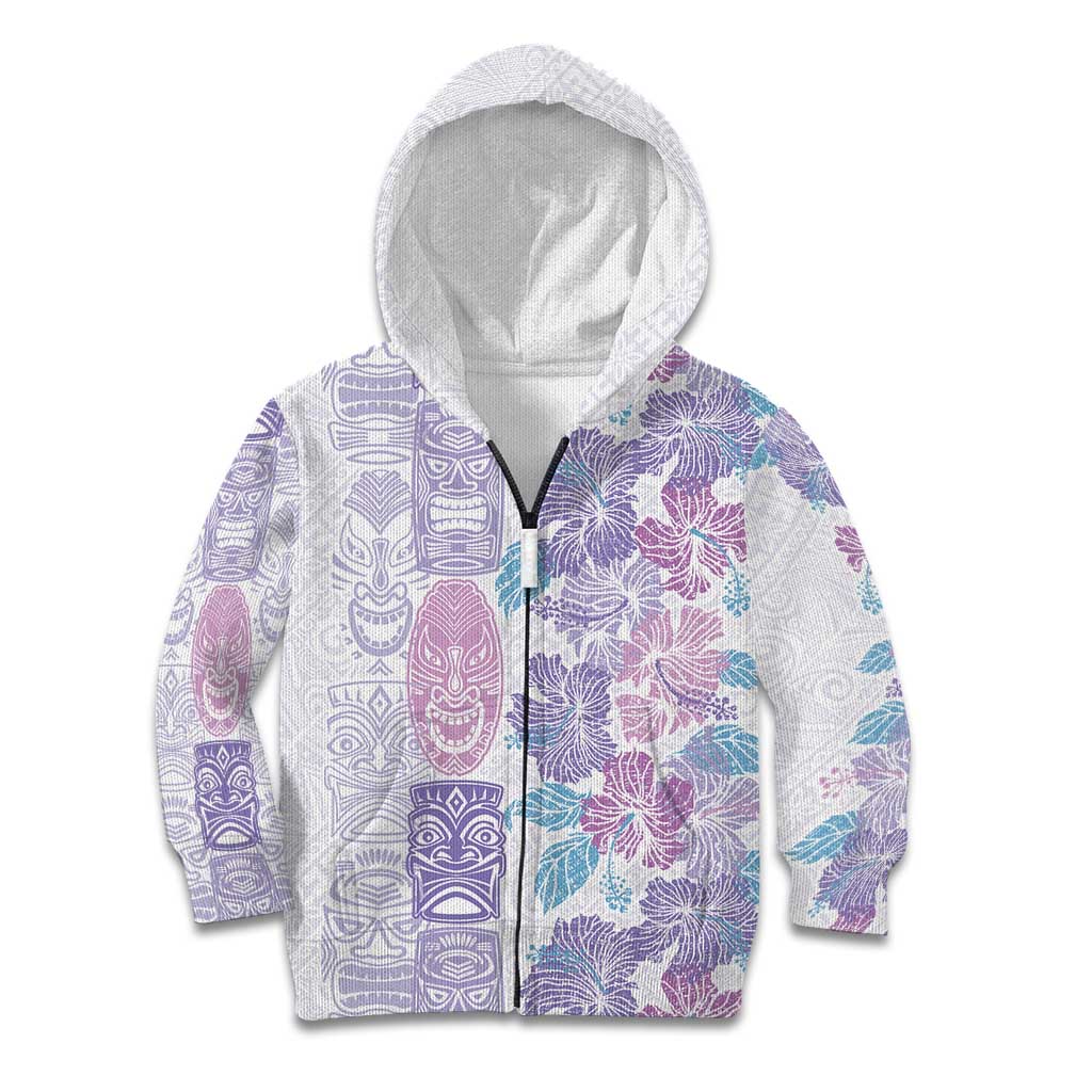 Christmas Aloha Hawaii Tiki Kid Hoodie Hibiscus Winter Colors - Polynesian Pride