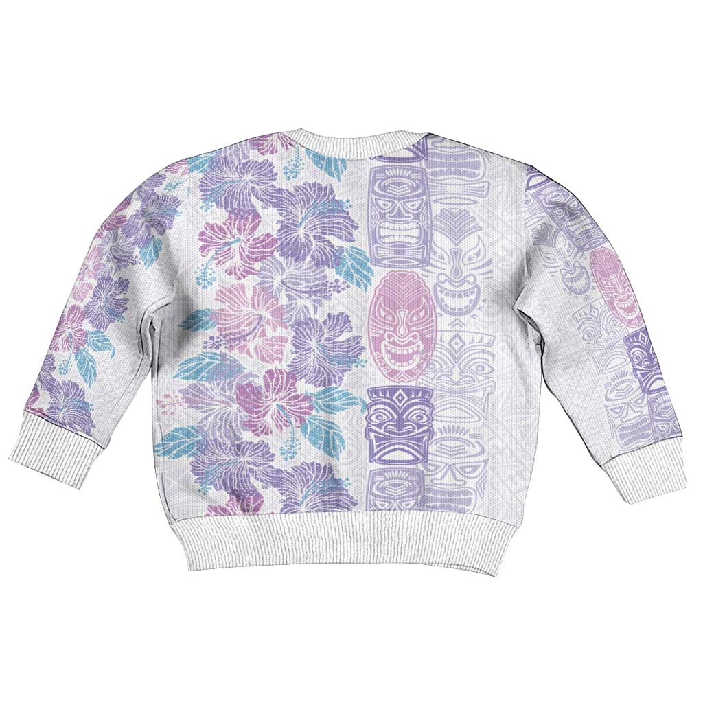 Christmas Aloha Hawaii Tiki Kid Ugly Christmas Sweater Hibiscus Winter Colors - Polynesian Pride