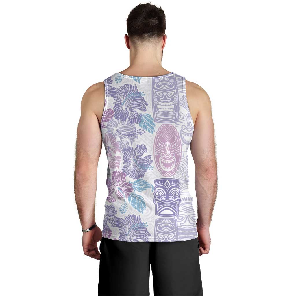 Christmas Aloha Hawaii Tiki Men Tank Top Hibiscus Winter Colors - Polynesian Pride