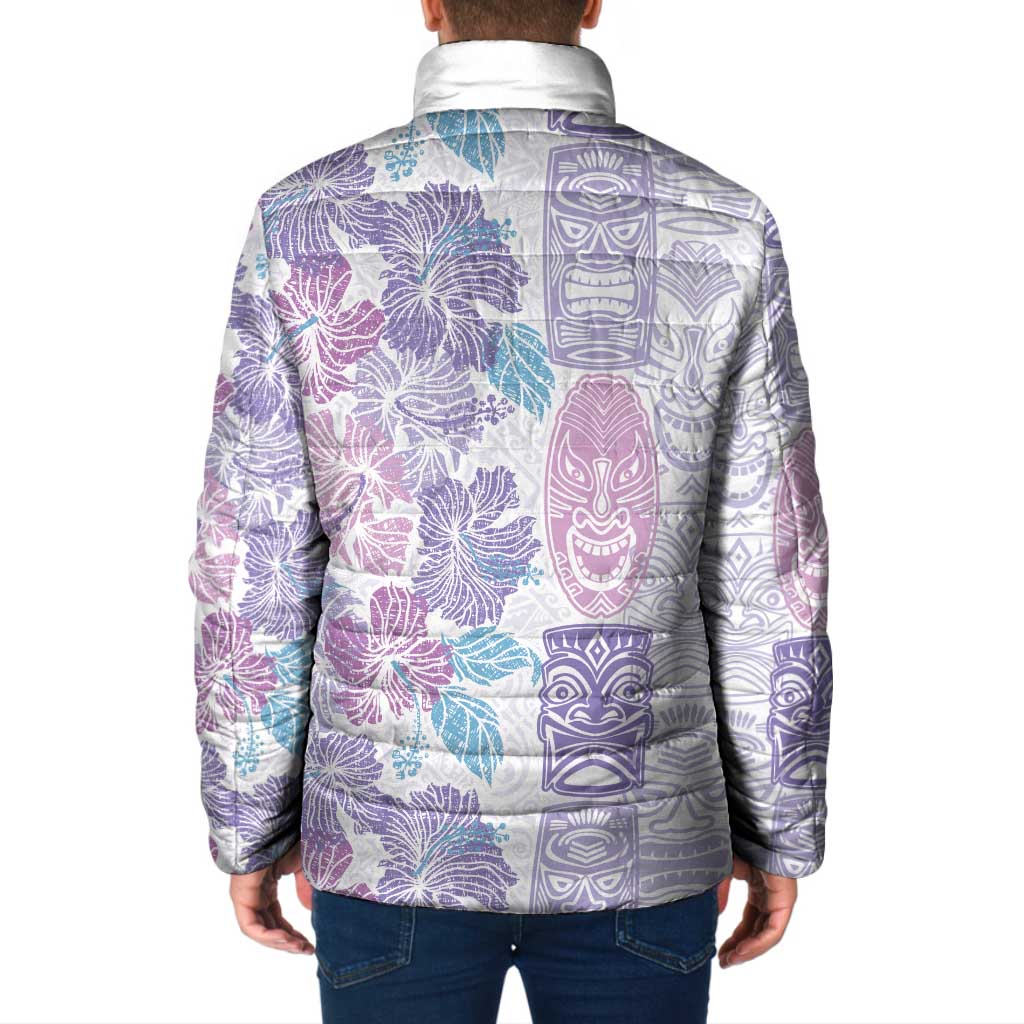 Christmas Aloha Hawaii Tiki Padded Jacket Hibiscus Winter Colors - Polynesian Pride