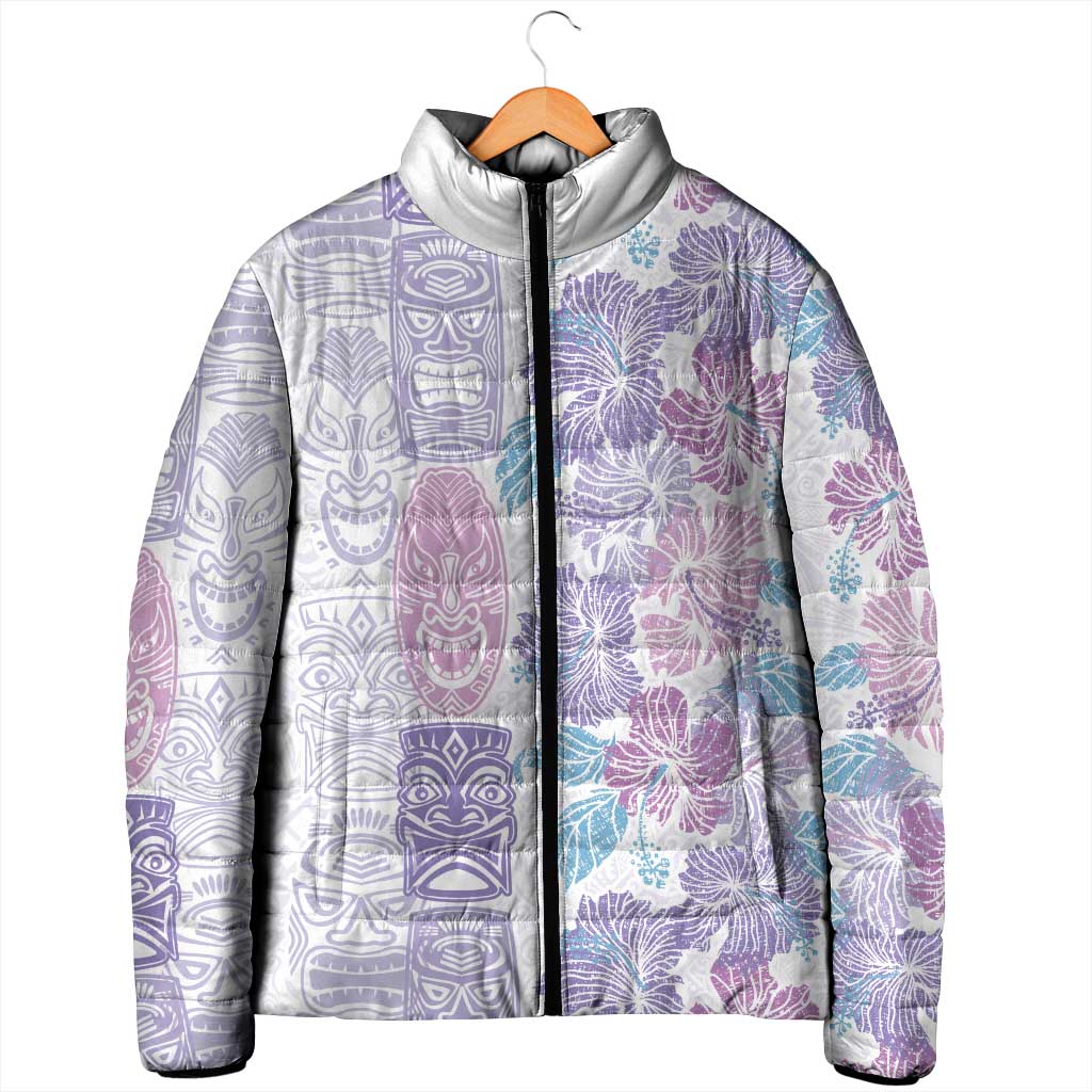 Christmas Aloha Hawaii Tiki Padded Jacket Hibiscus Winter Colors - Polynesian Pride