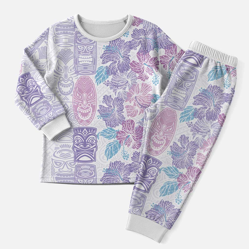 Christmas Aloha Hawaii Tiki Christmas Pajama Set Hibiscus Winter Colors - Polynesian Pride