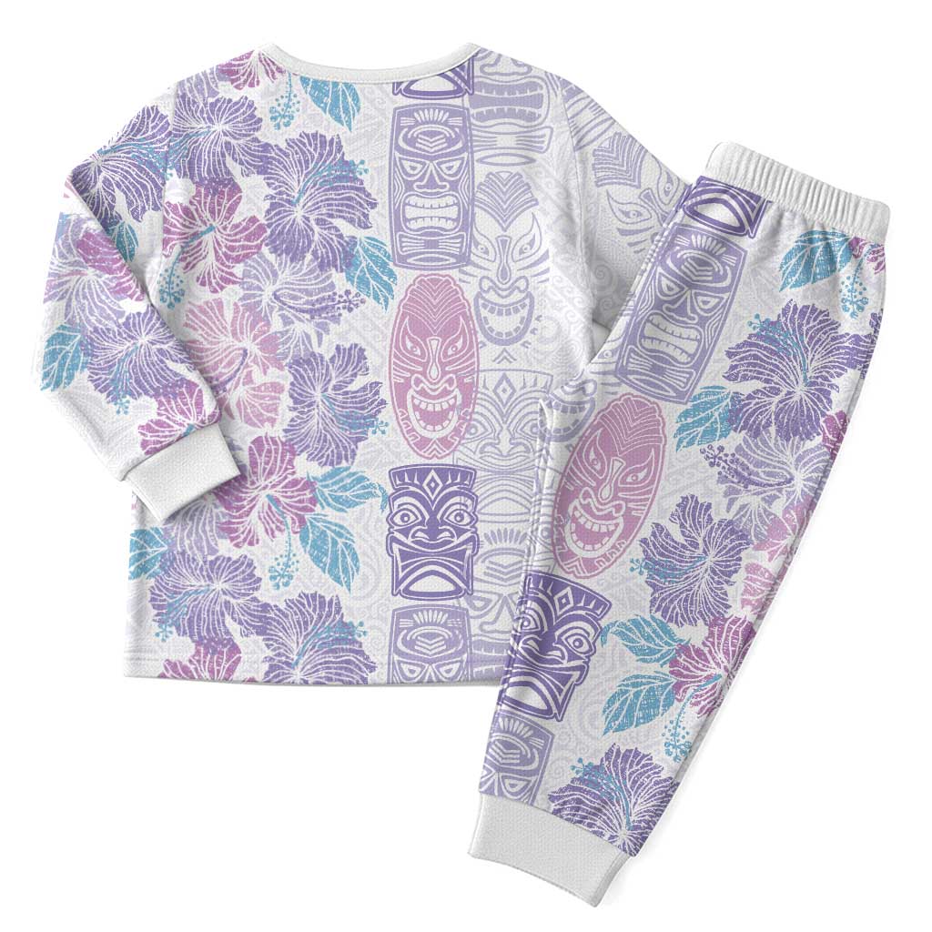 Christmas Aloha Hawaii Tiki Christmas Pajama Set Hibiscus Winter Colors - Polynesian Pride