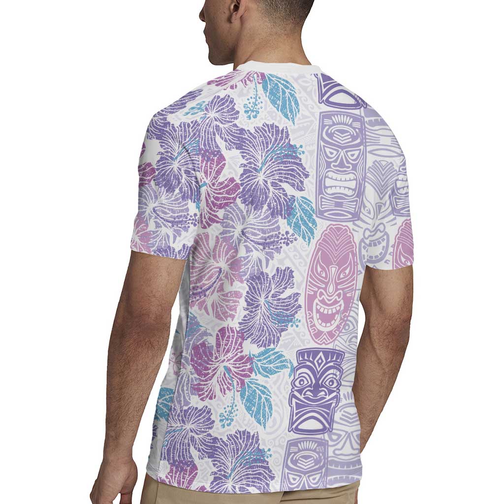 Christmas Aloha Hawaii Tiki Rugby Jersey Hibiscus Winter Colors - Polynesian Pride